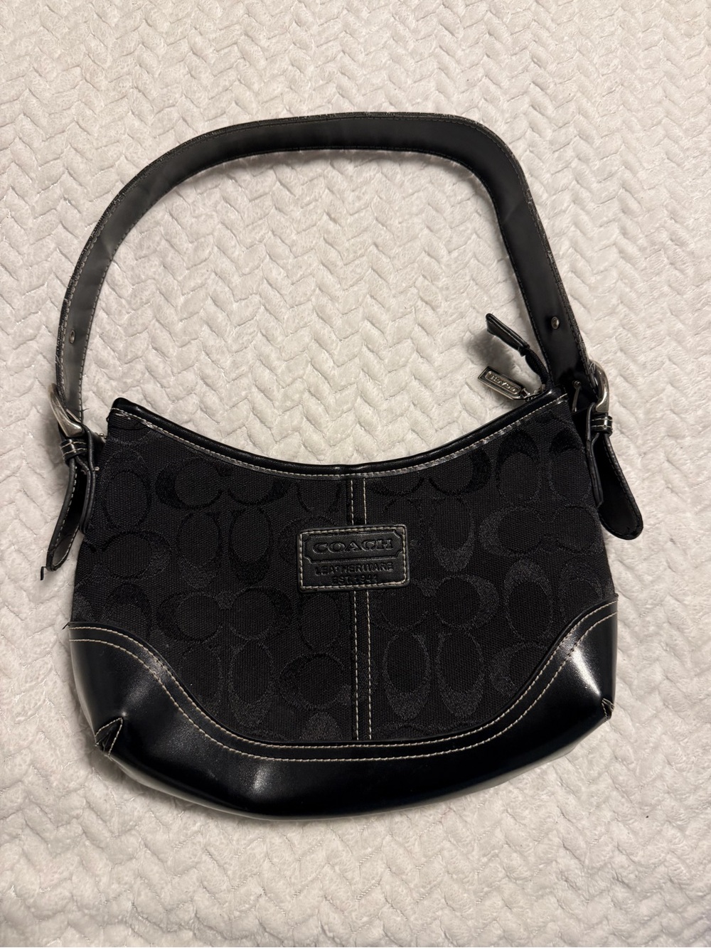 Coach Black Signature Canvas Shoulder Hobo